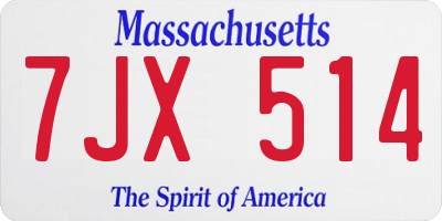 MA license plate 7JX514