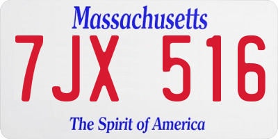 MA license plate 7JX516
