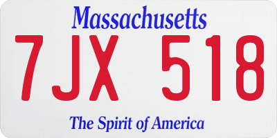 MA license plate 7JX518
