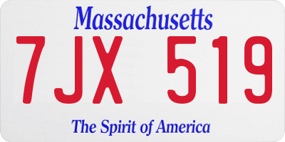 MA license plate 7JX519
