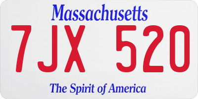MA license plate 7JX520