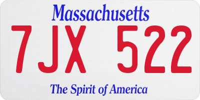 MA license plate 7JX522