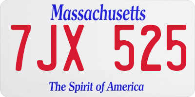 MA license plate 7JX525