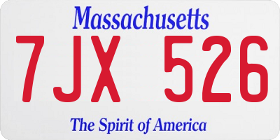 MA license plate 7JX526