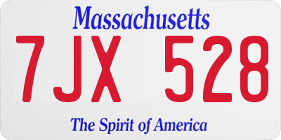 MA license plate 7JX528
