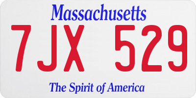 MA license plate 7JX529