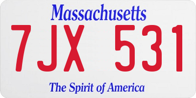 MA license plate 7JX531
