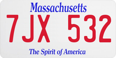 MA license plate 7JX532
