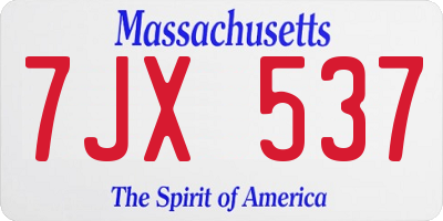 MA license plate 7JX537