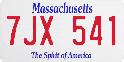 MA license plate 7JX541