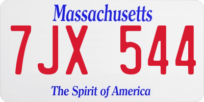 MA license plate 7JX544