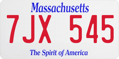 MA license plate 7JX545