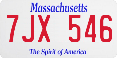 MA license plate 7JX546