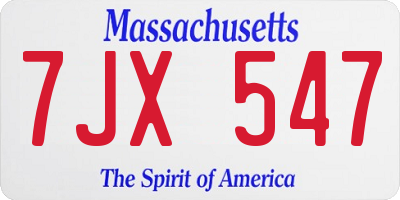 MA license plate 7JX547