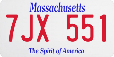 MA license plate 7JX551