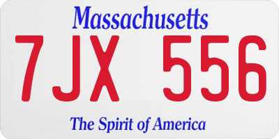 MA license plate 7JX556