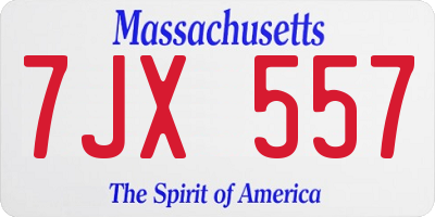 MA license plate 7JX557