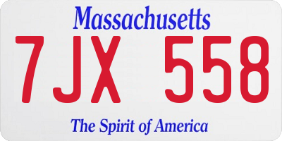 MA license plate 7JX558