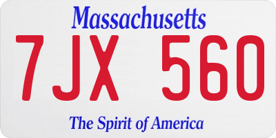MA license plate 7JX560