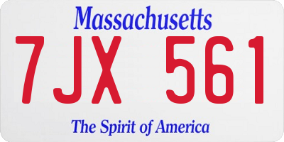 MA license plate 7JX561