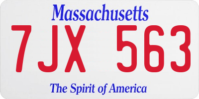 MA license plate 7JX563