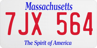 MA license plate 7JX564