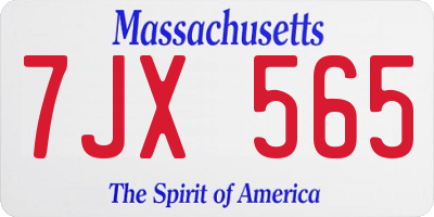MA license plate 7JX565