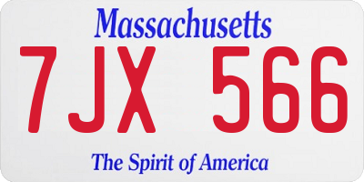 MA license plate 7JX566