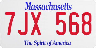 MA license plate 7JX568