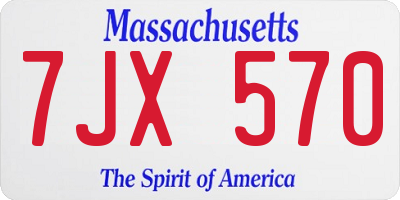 MA license plate 7JX570