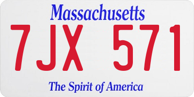 MA license plate 7JX571