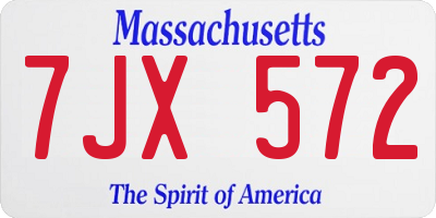 MA license plate 7JX572