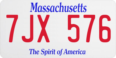 MA license plate 7JX576
