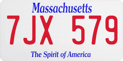 MA license plate 7JX579