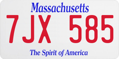 MA license plate 7JX585