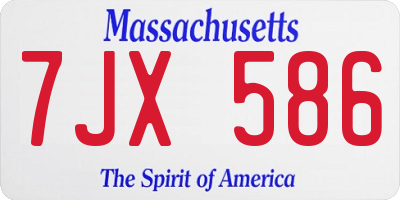 MA license plate 7JX586