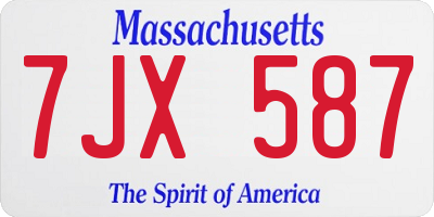 MA license plate 7JX587