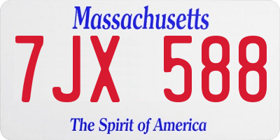 MA license plate 7JX588