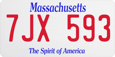MA license plate 7JX593