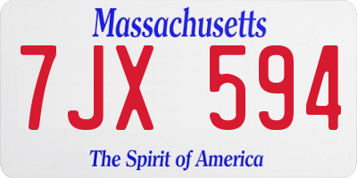 MA license plate 7JX594