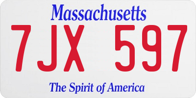 MA license plate 7JX597