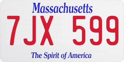 MA license plate 7JX599