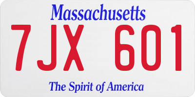 MA license plate 7JX601