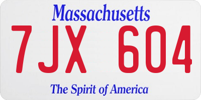 MA license plate 7JX604