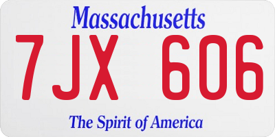 MA license plate 7JX606