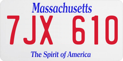 MA license plate 7JX610