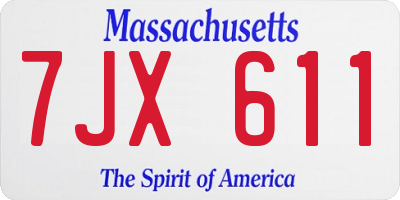 MA license plate 7JX611