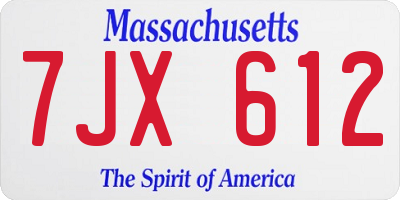 MA license plate 7JX612