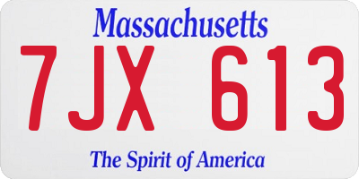 MA license plate 7JX613