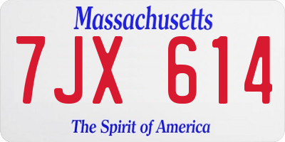 MA license plate 7JX614